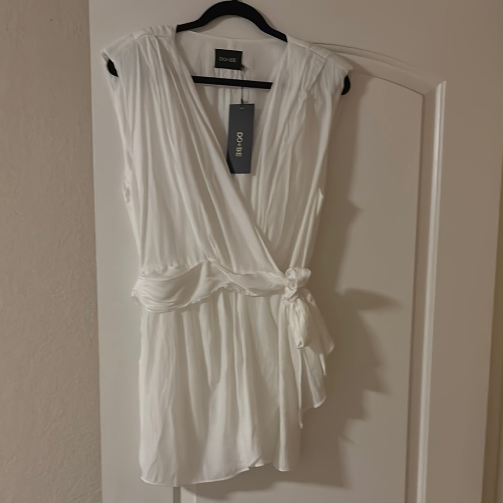 White Do+Be Sleeveless Wrap Top